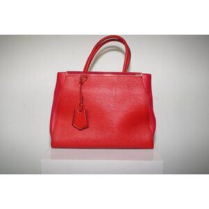 Fendi 2 Jours Leather Tote Bag 2 Way Red